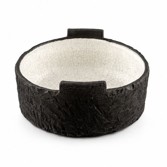 Handmade Black & White Stoneware Bowl Set