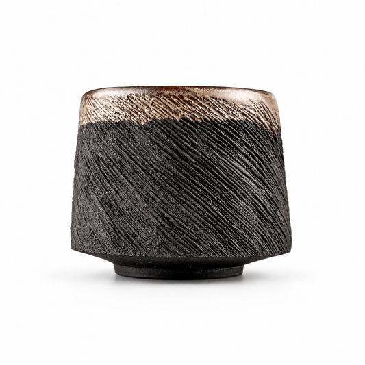 Handmade Textured Black Stoneware Mug Set