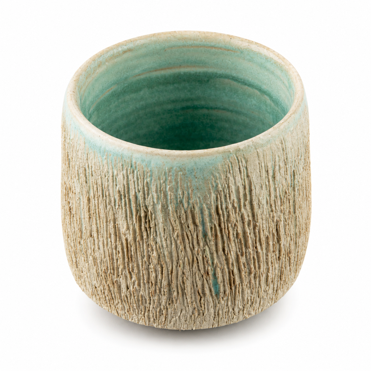 Handmade Aqua Glazed Stoneware Mug Set