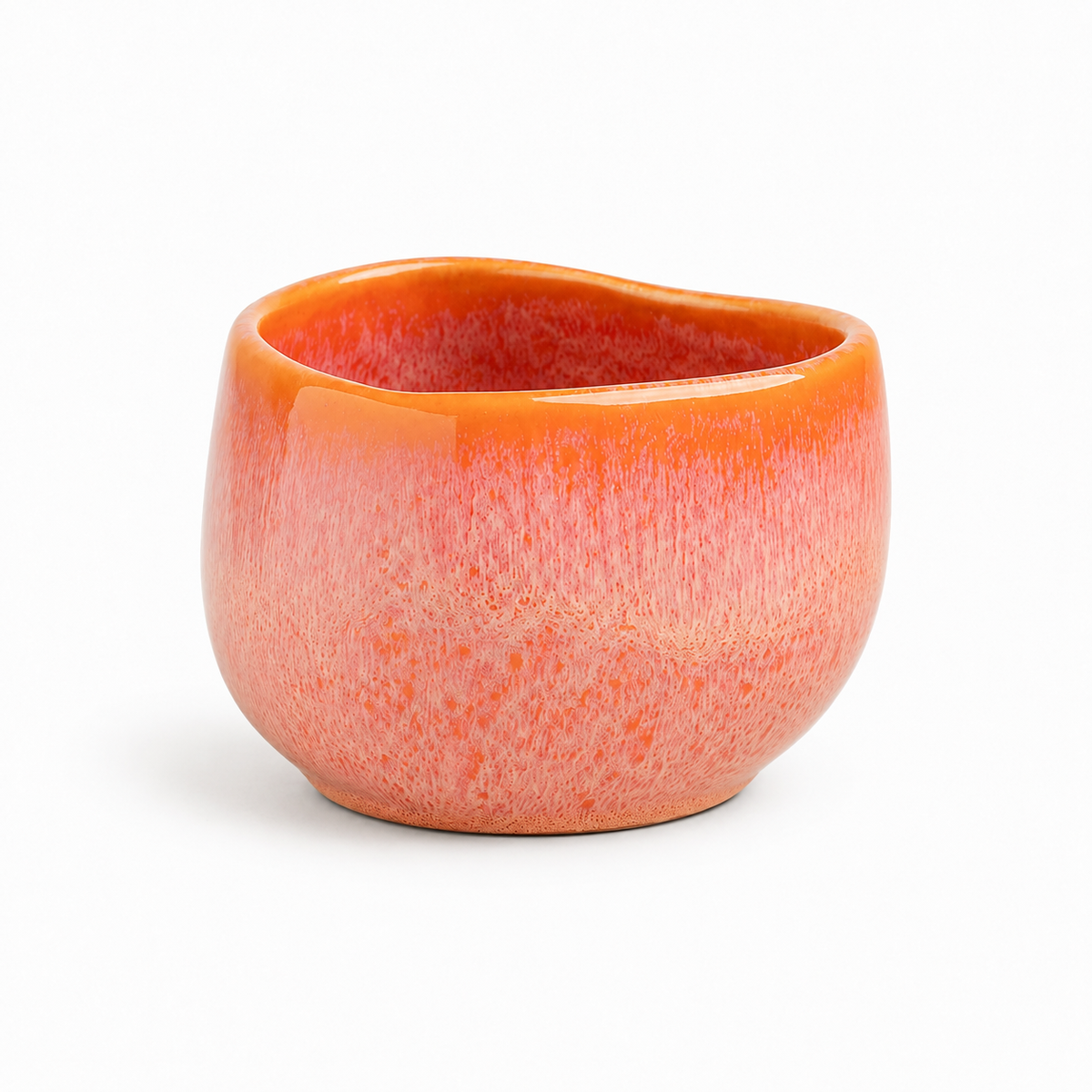 Handmade Coral Heart-Shaped Stoneware Cup Set