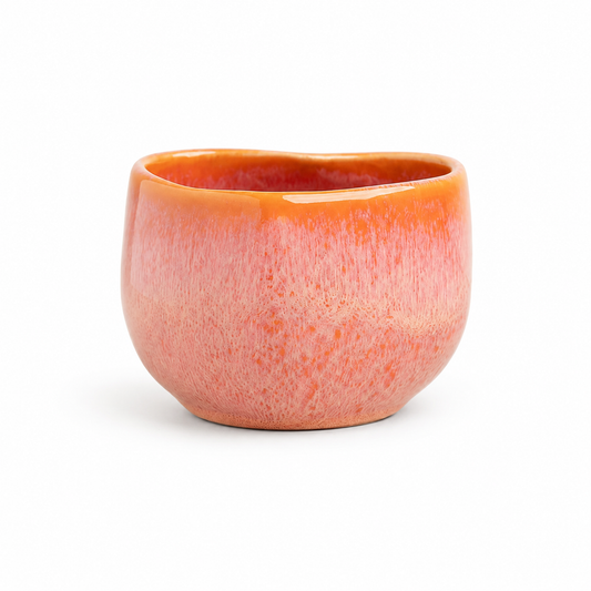 Handmade Coral Heart-Shaped Stoneware Cup Set