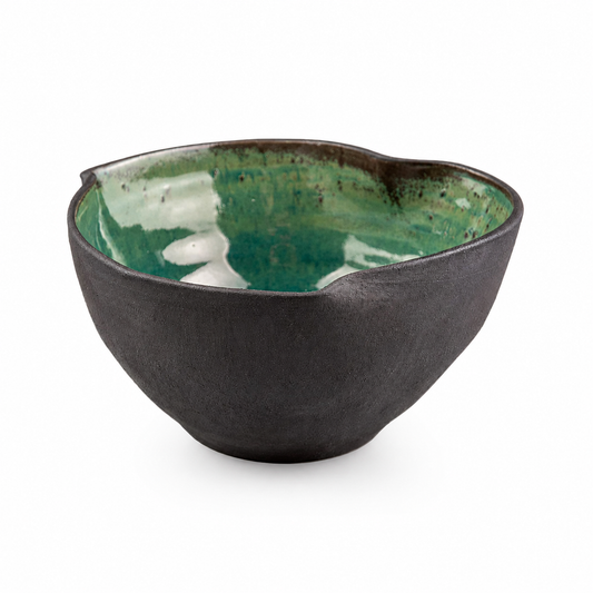 Handmade Glossy Green Stoneware Bowl Set