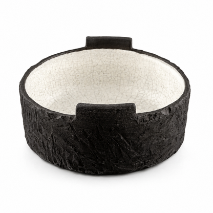 Handmade Black & White Stoneware Bowl Set