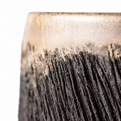 Handmade Textured Black Stoneware Mug Set