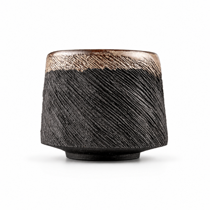 Handmade Textured Black Stoneware Mug Set
