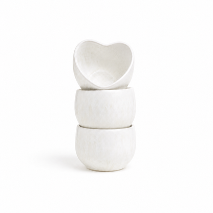 Handmade Matte White Cream Stoneware Cup Set