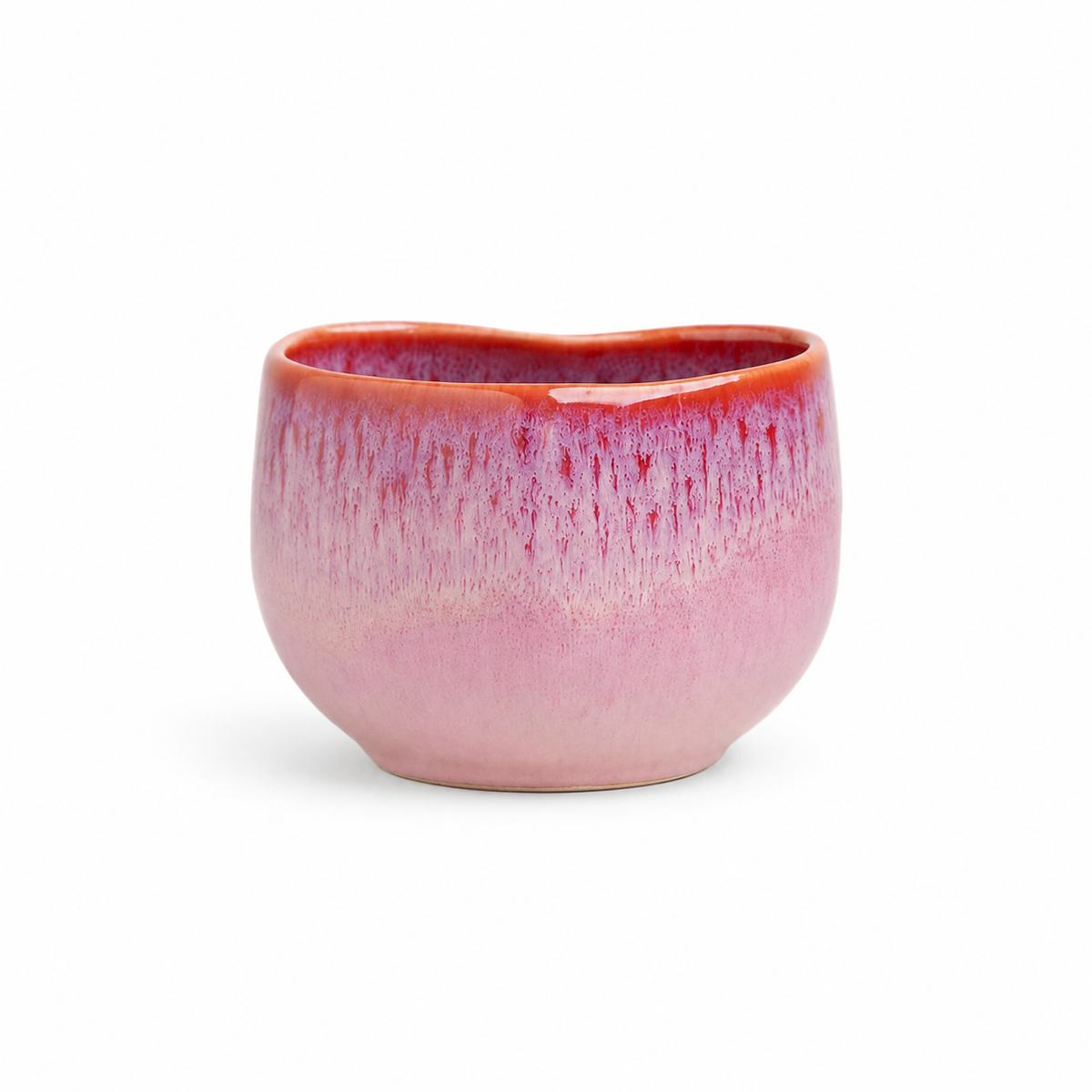 Handmade Pink Heart-Shaped Stoneware Cup Set