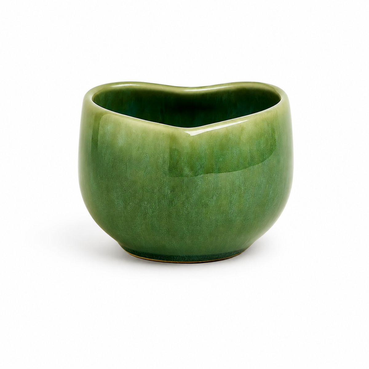Handmade Green Heart-Shaped Stoneware Cup Set