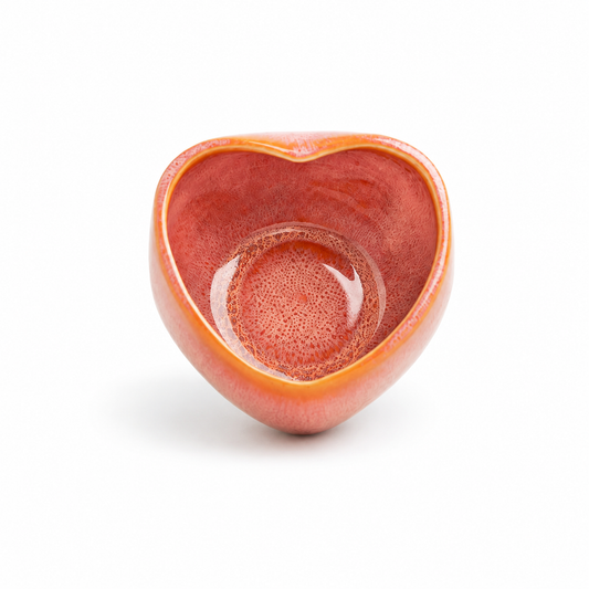 Handmade Coral Heart-Shaped Stoneware Cup Set