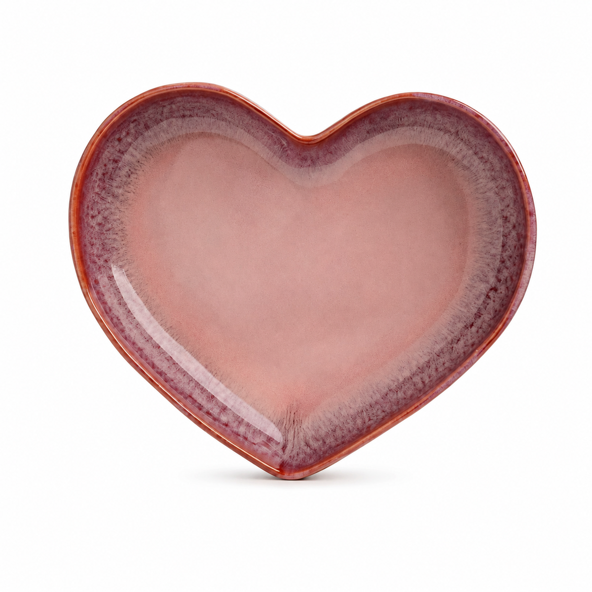Handmade Pink Heart-Shaped Deep Stoneware Plate Set