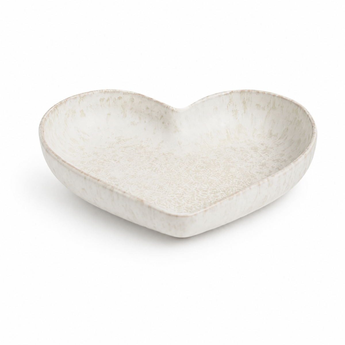 Handmade Matte White Cream Heart-Shaped Deep Plate Set