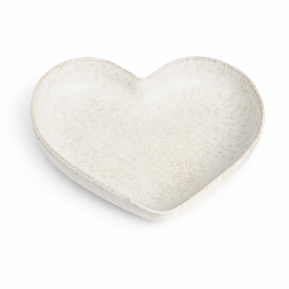 Handmade Matte White Cream Heart-Shaped Deep Plate Set