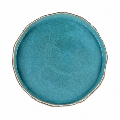 Handmade Matte Turquoise Stoneware Dinner Plate Set