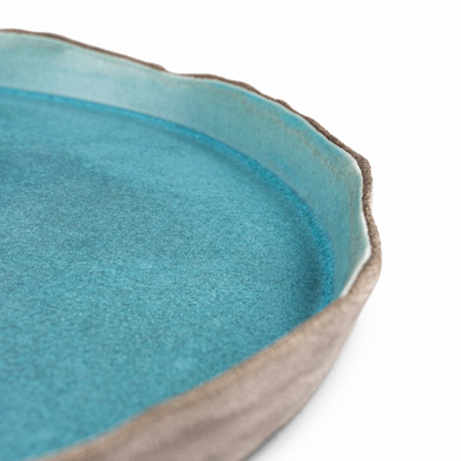Handmade Matte Turquoise Stoneware Dinner Plate Set