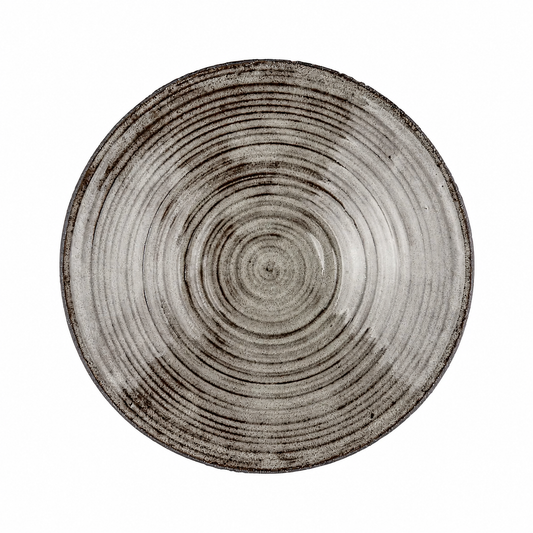 Handmade Glossy Gray Stoneware Dinner Plate Set
