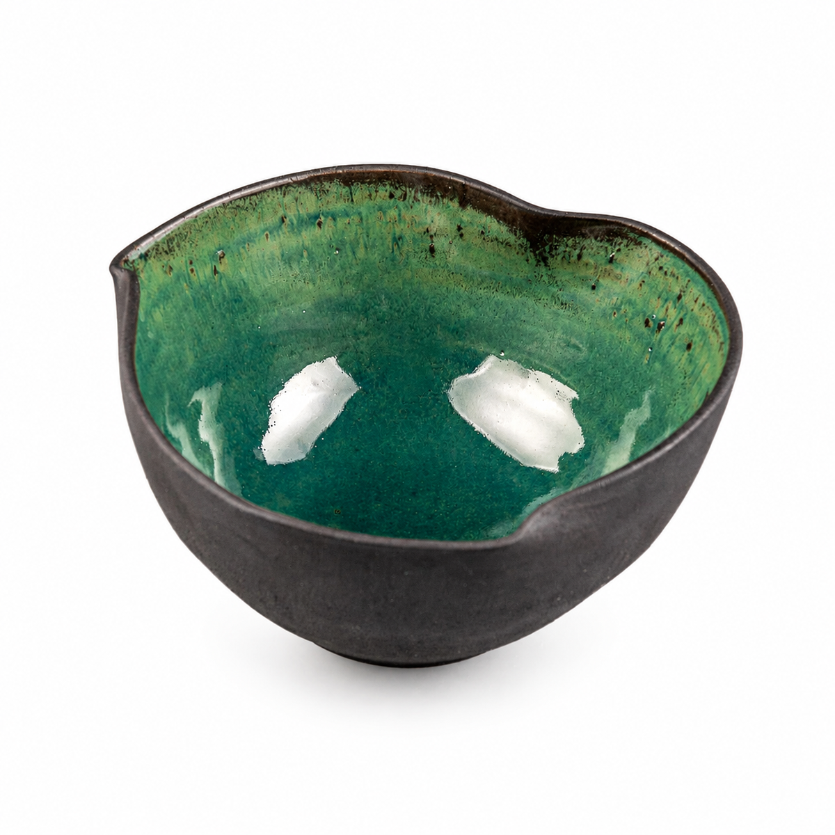 Handmade Glossy Green Stoneware Bowl Set